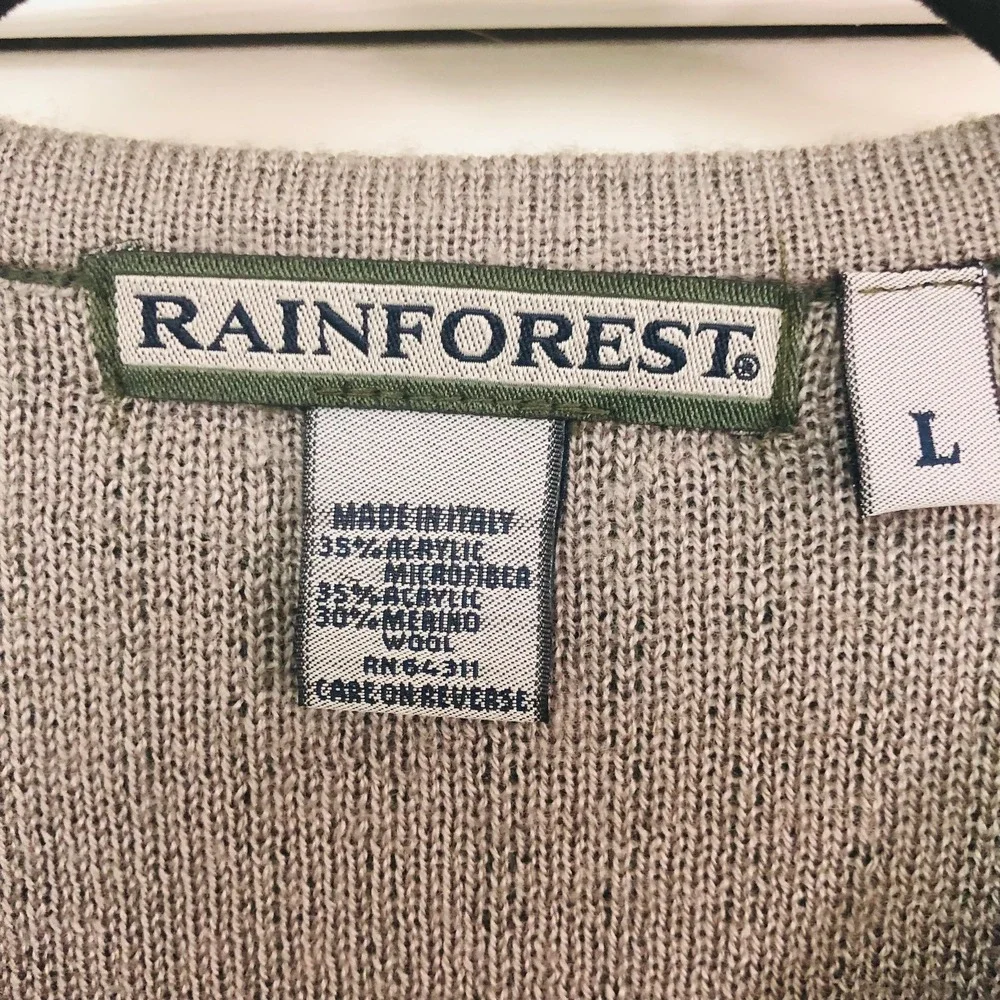 Y2K Rainforest Merino Wool Blend Ribbed Sweater Italy Quiet Luxury Earthy Men L